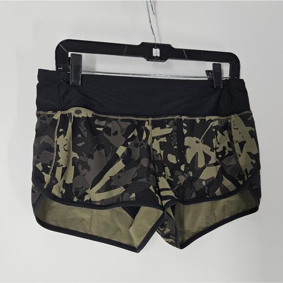 Lululemon Pop Cut Fatigue Green Black H20 Speed Up Shorts 10 - Picture 4 of 12